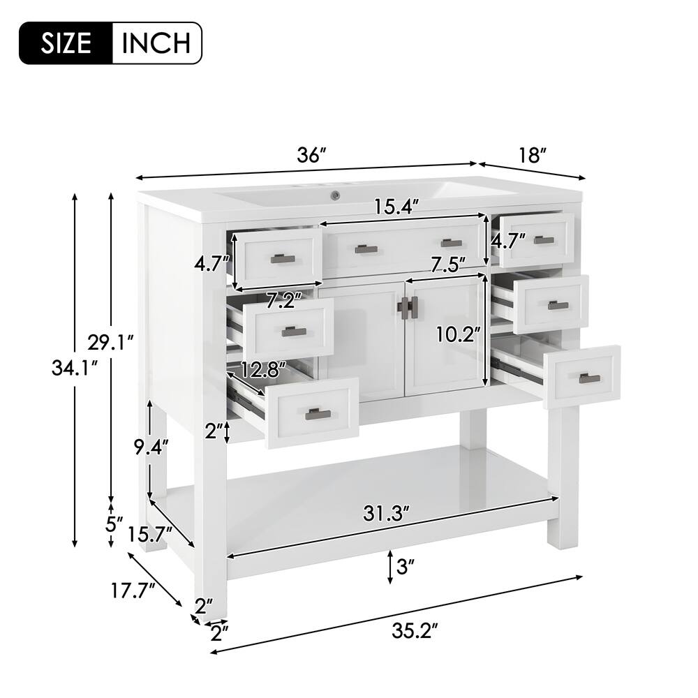36" Bathroom Vanity without Top Sink,Modern Bathroom Storage